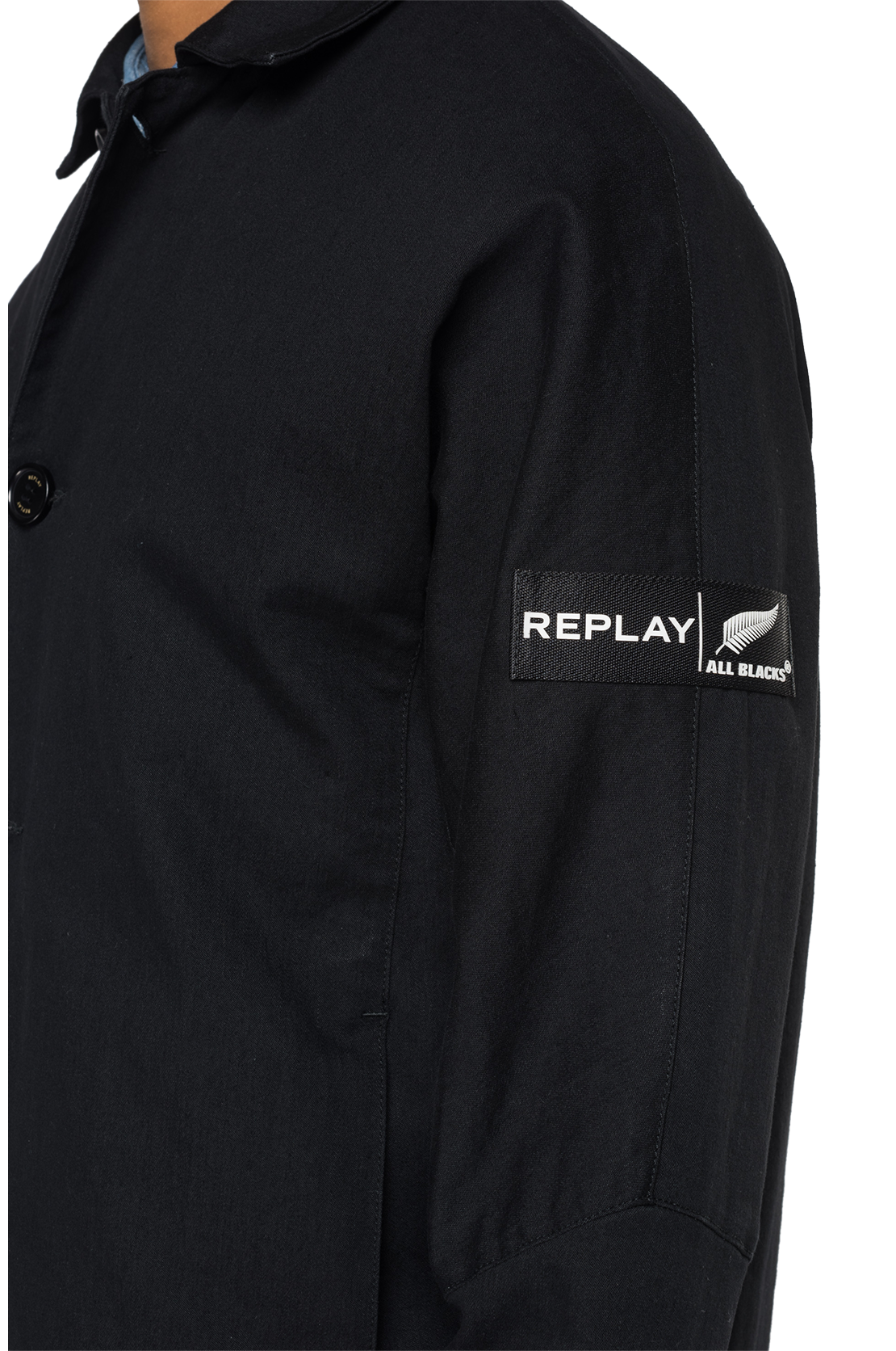 ALL BLACKS &times; REPLAY ブラックデニムトレンチコート 詳細画像